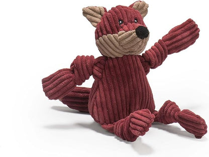 HuggleHounds Knottie Plush Dog Toy - Dog Stuffed Animal Toy, Puppy Toys, Squeaky Dog Toy for Small, Medium & Large Dogs, Durable Plush to Keep Them Busy - Sly Fox, Small