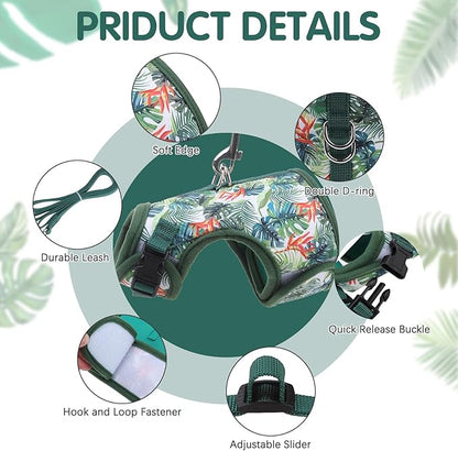 BINGPET Cat Harness and Leash Set Escape Proof for Walking,Step-in Harness with Lightweight Soft Breathable Mesh,Adjustable Easy Control Harness (Emerald Hues, L(Chest:12.5-16.5"))