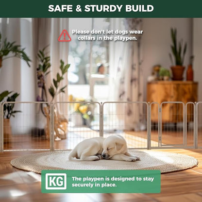 FXW Homeplus Unleashed Indoor Dog Playpen - Stress-Free and Safe Play, Heavy Duty 24 Inch 32 Panels Dog Pen for Puppy and Small Dogs, White│Patented