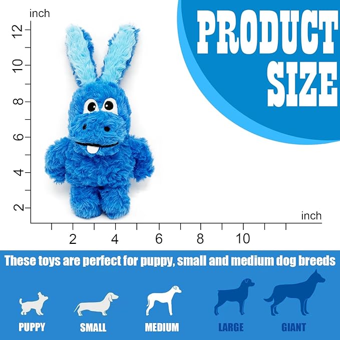 SLIWOWO Donkey Squeaky Dog Toys to Keep Them Busy, Stuffed Plush Dog Toy Birthday Gift Crinkle Pet Puppy Tug Toy for Small Medium Large Dogs(Blue)