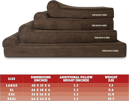 The Dog’s Bed Orthopedic Headrest Dog Bed XL Brown Plush, Memory Foam, Pain Relief for Arthritis, Hip & Elbow Dysplasia, Post Surgery, Lameness, Waterproof Washable Cover, Veterinary Approved