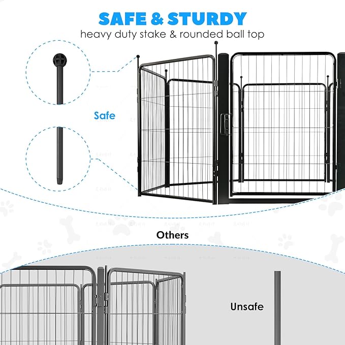 FreePet Dog Playpen for Indoor, Yard, RV Camping, 32 inch 8 Panels for Small and Puppy Dogs, Black│Patented (Black)