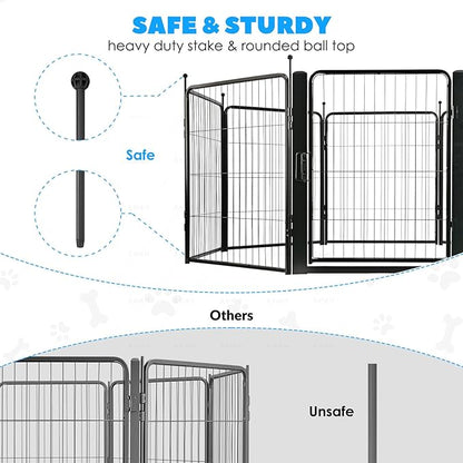 FreePet Dog Playpen for Indoor, Yard, RV Camping, 32 inch 8 Panels for Small and Puppy Dogs, Black│Patented (Black)