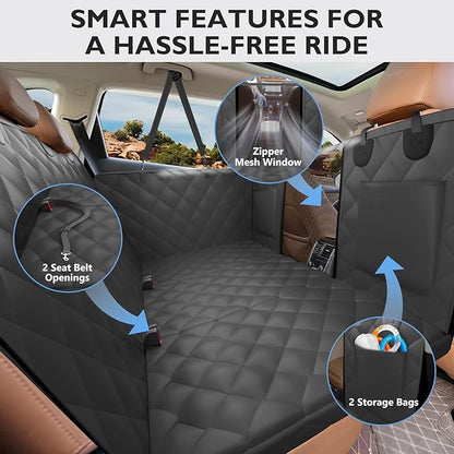 ROUWINNE Back Seat Extender for Dogs-Upgraded Egg Crate Foam, Soft Dog Car Seat Cover Holds 420lbs, Sturdy Backseat Extender for Dogs, Waterproof Pet Car Bed Dog Hammock for Car, SUV, Truck