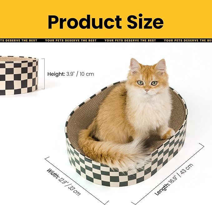Conlun Cat Scratcher Cardboard,2 in 1 Oval Cat Scratch Pad Bowl for Indoor Kitty Grinding Claw,Round Kittens Scratching Board Corrugated Lounge Pet Beds&Furniture Protector for Sofas