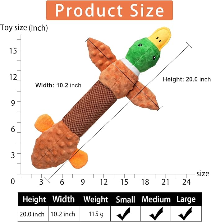 Sedioso Extra Large Dog Toy, Durable Dog Toy for Large Breed, 20 Inch Tug of War Dog Interactive Toy, Stuffed Animal Dog Chew Toy with Crinkle Paper for Small, Middle and Big Dogs(Duck)