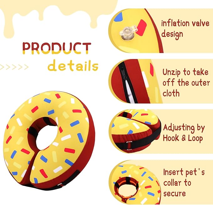 Supet Inflatable Dog Cone Collar for Small Dogs Puppies Cats, Soft Dog Cone Alternative After Surgery for Puppies Cats to Stop Licking
