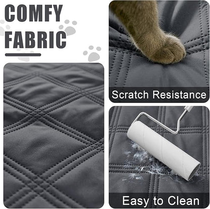 Smiry Waterproof Dog Bed Cover Blanket 30x53, Soft Reversible Pet Blanket, Washable Leakproof Cats Dogs Couch Cover for Sofa, Couch, Furniture, Lattice, Dark Grey/Beige