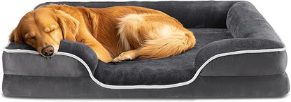 NEWBULIG 42x32 Inch Orthopedic Dog Bed Large Sized, Dog Couch/Sofa Bed with Washable Cover, Waterproof, Memory Foam, Soft Fluffy Surface