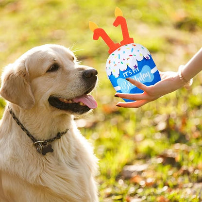 Dog Birthday Cake Toy Accessories for Girl Boy Gifts, Squeaky Plush Toy for Dog Birthday Party Decor Favor for Large, Medium and Small Dogs(11th,Blue)