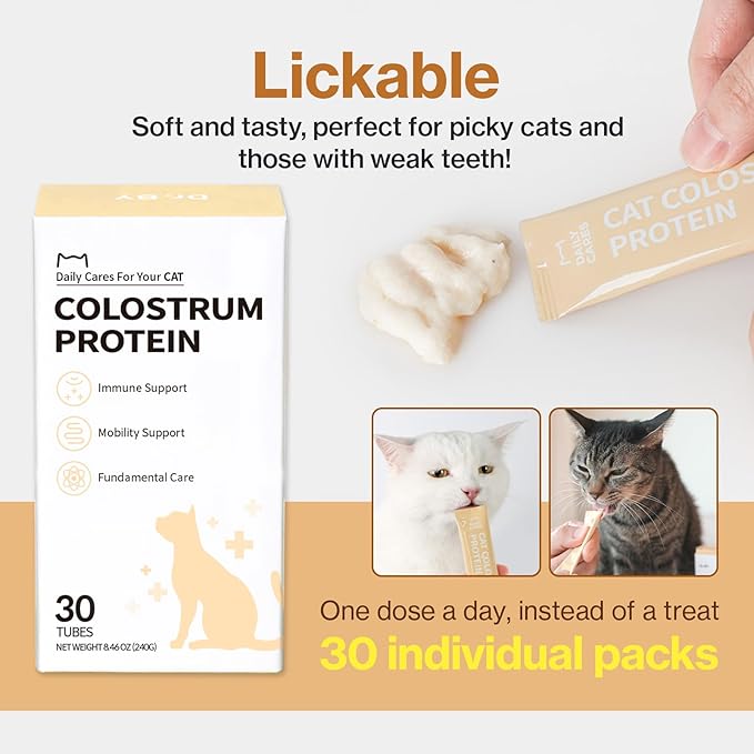 Doctor By Cat Colostrum Protein Cat Supplement Immune Support Muscle Growth, Gentle on Digestion for Kittens, Adult&Senior Cats with Goat Milk, Whey Protein Isolate, Colostrum Lickable Formula