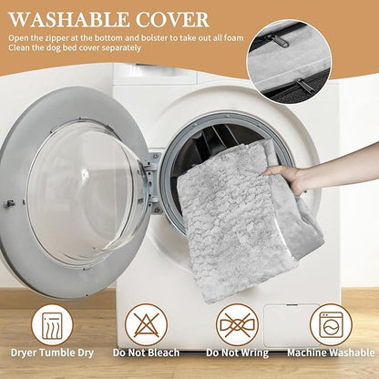 Comfort Expression Orthopedic Dog Bed for Small Dogs 24x16 Inch, Waterproof Egg Crate Foam Small Pet Bed with Removable Bolsters, Dog Couch with Washable Cover & Non-Slip Bottom, Grey White