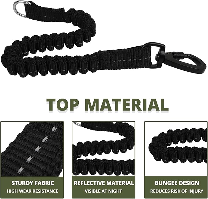 jenico Long Dog Leash 10FT: Heavy Duty Nylon Rope Leashes for Dogs Training with Reflective Threads Bungee and Padded Handle - Dog Lead for Large Small Medium Dogs Outside Walking Hiking