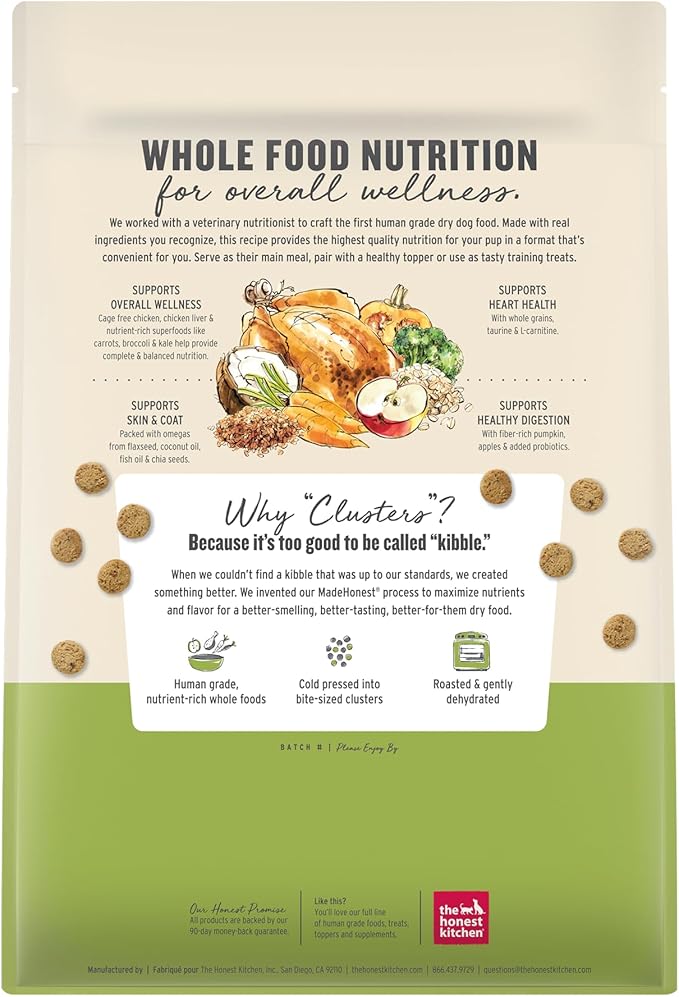 The Honest Kitchen Whole Food Clusters Whole Grain Chicken & Oat Dry Dog Food, 5 lb Bag