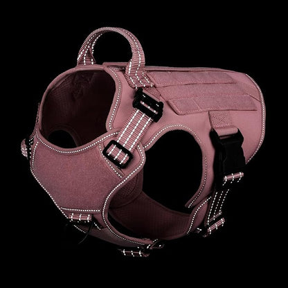 ICEFANG Tactical Dog Harness,Small Size, 2X Metal Buckle,Working Dog MOLLE Vest with Handle,No Pulling Front Leash Clip,Hook and Loop Panel (Pink, S (Pack of 1))