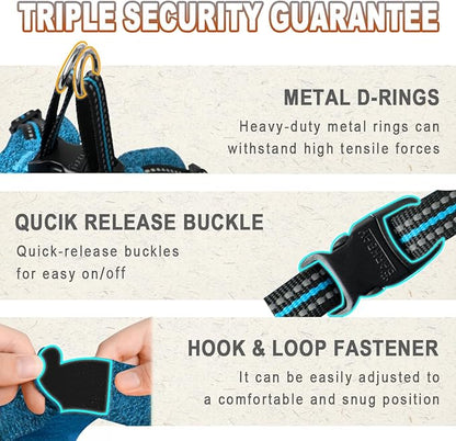 BARKBAY Dog Harness, Reflective Adjustable Puppy No Pull Harness, Breathable Soft, X-Small, Blue/Black