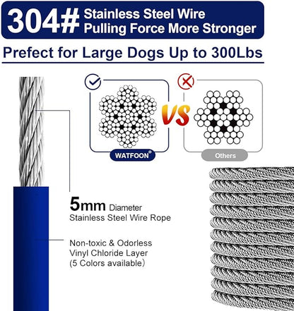 Tie Out Cable for Dogs Up to 300lbs,65ft Extra Strong 1000lbs Break Strength Tie-Out Tether Trolley Training Lead,Dog Run Cable for Yard Garden Park Camping Outside (Blue, 300lbs 65ft)