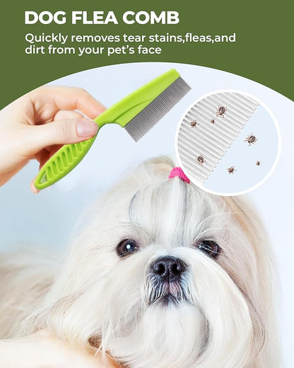 KUEIOX Dog Brush for Shedding Grooming,6 Pack Long-Pin Brush Set for Long Haired Dog Cat Goldendoodles Poodles Doodles Green
