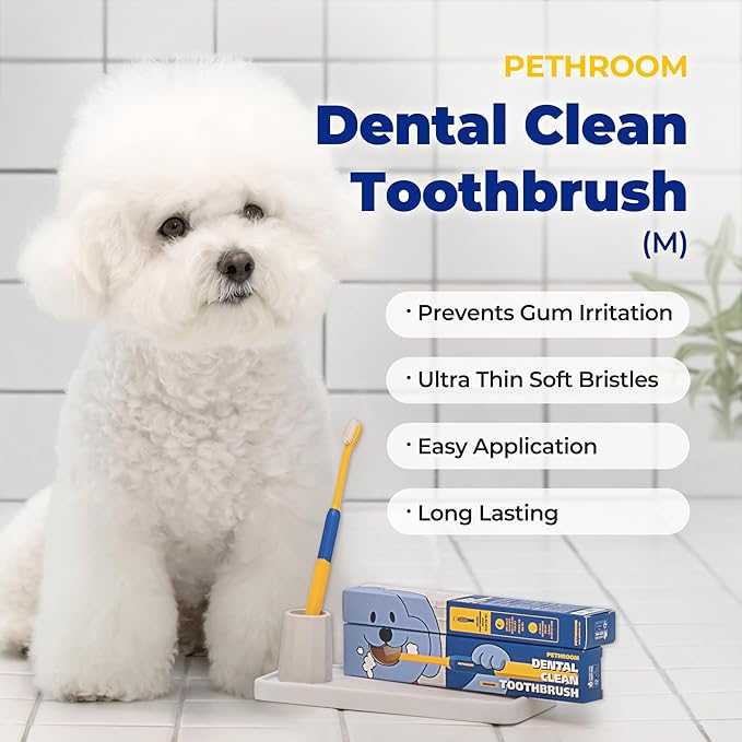 PETHROOM Pet Toothbrush | Dogs and Cats Teeth Brushing Cleaning Tooth Care | Soft Bristle Cleaning Toothbrush for Dog Puppy Cat, Removing Old Plaque and Tartar (Medium)