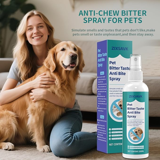 Zixsavk Bitter Apple Spray for Dogs - No Chew Spray for Dogs | Safe, Non-Toxic Chewing Deterrent | Stop Licking, Biting & Destructive Behavior | Training Aid(2 * 200ml)