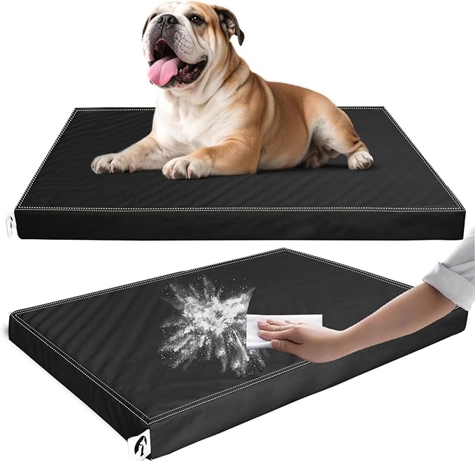 Medium Dog Bed with Removable Washable Vegan Leather Cover, Non-Slip,for Pets Up to 30 lbs