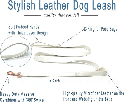 Dog Leash 6ft Long,Traffic Padded Two Handle,Heavy Duty,Double Handles Lead for Control Safety Training,Leashes for Large Dogs or Medium Dogs,Dual Handles Leads (Off-White, 25MM*6FT)