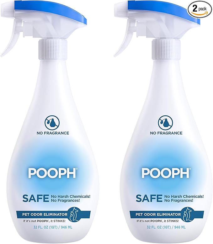 Pooph Pet Odor Eliminator, 32oz Spray, 2-Pack - Eliminates Odors at the Molecular Level, Dogs, Cats, Freshener, Eliminator, Urine, Poop, Pee, Deodorizer, Natures, Puppy, Fresh, Clean, Furniture, Potty