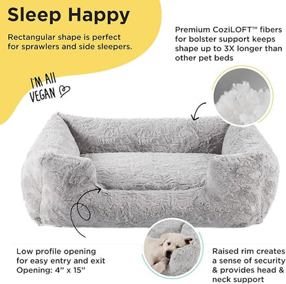 Best Friends by Sheri Lux Lounge Bed Calming Faux Fur Dog Bed, Gray, Large, 36" x 27"