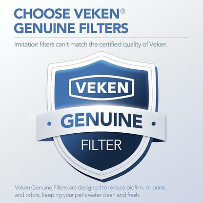 Veken Cat Water Fountain Filters, 4 Pack Replacement Filters & 4 Pack Replacement Pre-Filter Sponges Set for 50oz, 84oz, 95oz or 108oz Automatic Pet Fountain Dog Water Dispenser