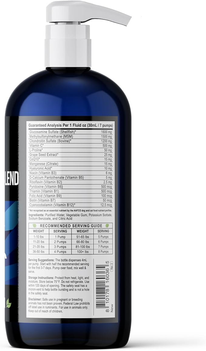 Best Paw Nutrition - Unflavored Liquid Glucosamine for Dogs & Cats - Chondroitin, MSM, Hyaluronic Acid - Dog Arthritis Home Remedy - Joint Supplement for Hip & Joint Pain Relief Pets Love - 32oz
