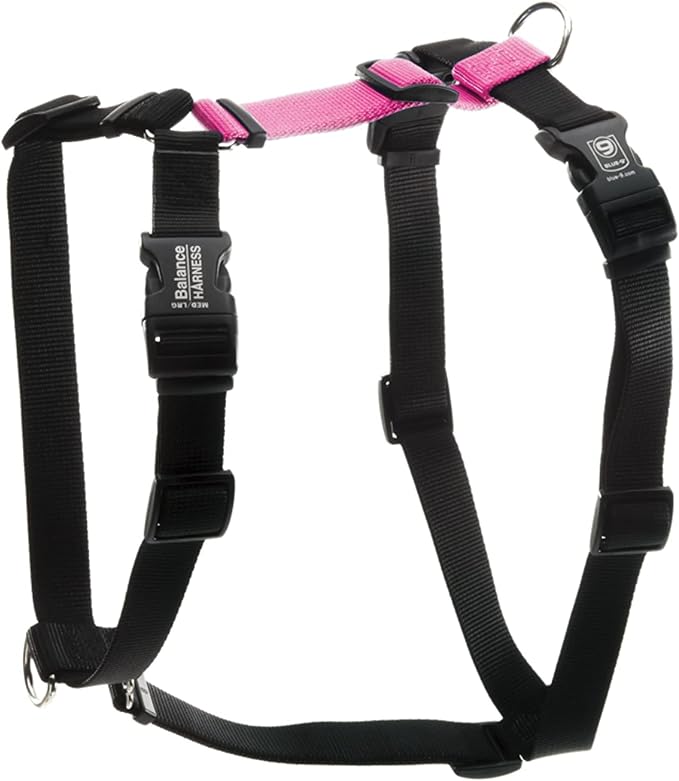 Blue-9 Buckle-Neck Balance Harness, Fully Customizable Fit No-Pull Harness, Ideal for Dog Training and Obedience, Made in The USA, Hot Pink, Small
