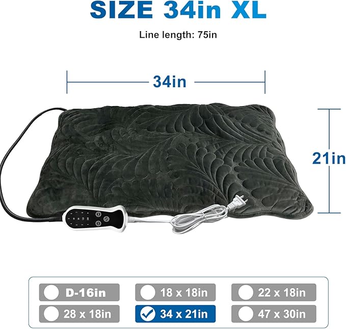 Quwzayail Large Dog Heating Pad,pet Heating Pad, Whelping Supplies Heated Dog Bed, 9 Gears and time Settings with Automatic Shut-Off (34.0" Lx 21.0" W x 0.5" Th, Dark Grey)