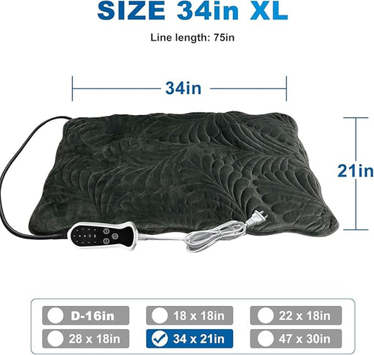 Quwzayail Large Dog Heating Pad,pet Heating Pad, Whelping Supplies Heated Dog Bed, 9 Gears and time Settings with Automatic Shut-Off (34.0" Lx 21.0" W x 0.5" Th, Dark Grey)