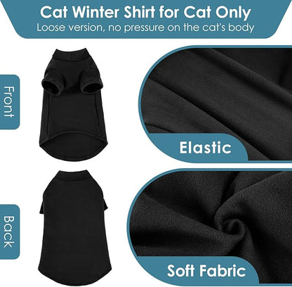 SUNFURA Turtleneck Sweater for Cat, Sphynx Cats Shirt Hairless Cat Sweaters with Sleeves, Warm and Soft Kitten Pullover Fleece Winter Pajamas Jumpsuit for Puppy Cats, Black XL