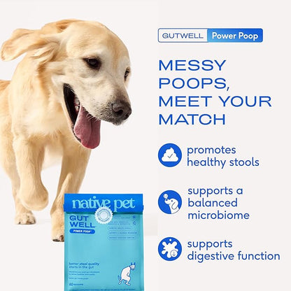 GutWell Power Poop - Digestive Enzymes & Fiber for Dogs - Dog Fiber Supplements Help with Diarrhea Relief, Upset Stomach, Pet Gas & Gut Health with Targeted Triple-Biotic Blend & M-Fiber - 120 Scoops