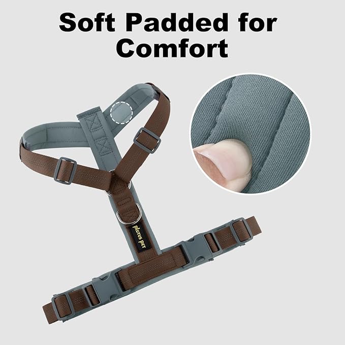 Plutus Pet No Pull Dog Harness, Adjustable Nylon Harness with Soft Padding, Reflective and Heavy Duty Dog Harness for Small, Medium, Large Dogs(Chocolate, S)