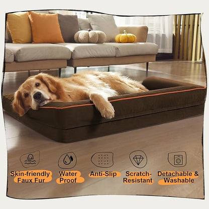 Small Dog Bed Orthopedic Washable Cat Bed Memory Foam Small Couch Sofa Indoor Comfy Pet Beds with Waterproof Removable Cover & Non-Slip Bottom