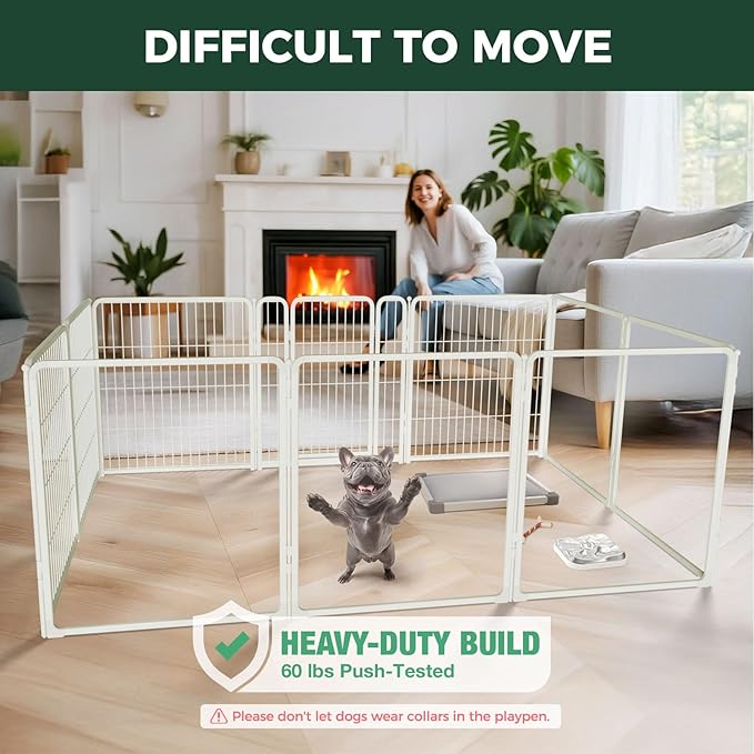 FXW Acrylic & Wire Mesh Indoor Dog Playpen, Heavy Duty 32 Inch 10 Panels Metal Dog Pen for Small and Medium Dogs, White│Patented