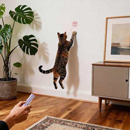 Cat Toy, Distinctive Purple Painted Metal Casing with Paw Print Design, USB Rechargeable, 3 Light Modes & 5 Adjustable Patterns, Interactive Chase Toy for Indoor Cats & Dogs Training & Exercise