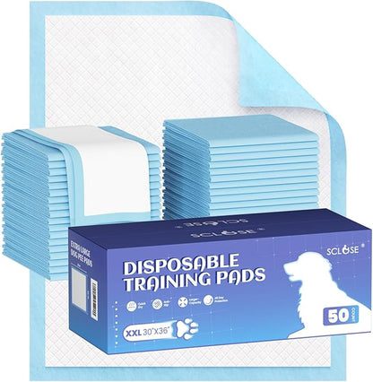 SCLOSE Dog Pee Pads Extra Large 30"x36", 50 Count Puppy Pads XXL, Potty Pads for Dogs, Super Absorbent & Leak-Proof, Disposable Training Pads for Puppies, Doggie Pads, Blue