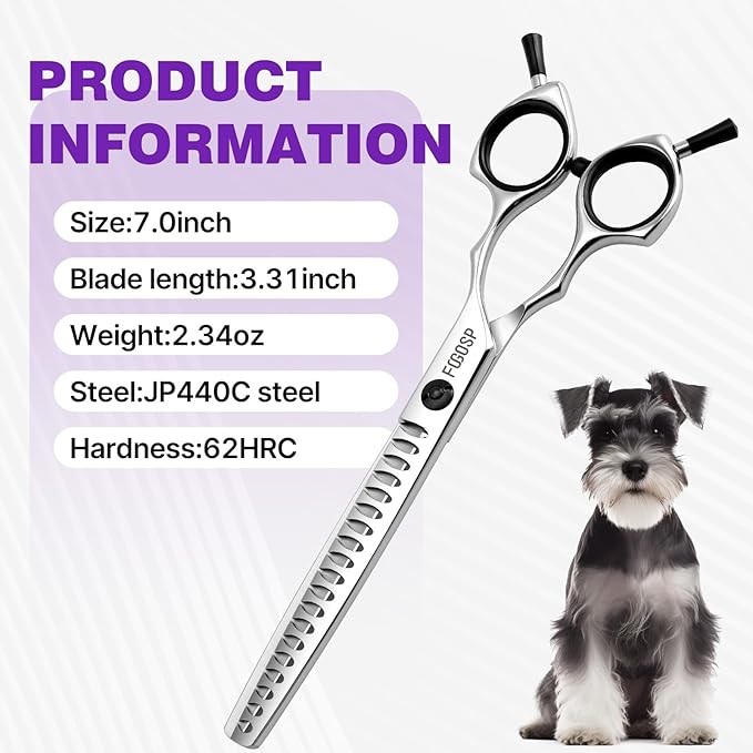 Chunkers Dog Grooming Scissors Professional Thinning Shears for Dogs Trimming 70% Thinning Rate 19 Teeth Symmetric Handle Light Weight for Pet Groomers or Family DIY Use