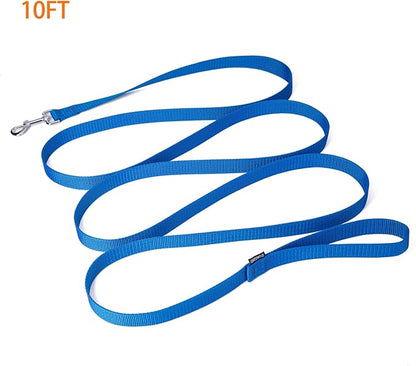 Siumouhoi Strong Durable Nylon Dog Training Leash, 1 Inch Wide Traction Rope, 6 ft 10ft 15ft Long, for Small and Medium Dog (Blue, 10 Feet)