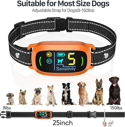 FAFAFROG Dog Bark Collar for Large Medium Small Dogs, Rechargeable Smart Bark Collar, Anti Barking Training Collar with 5 Adjustable Sensitivity Beep Vibration (Orange)