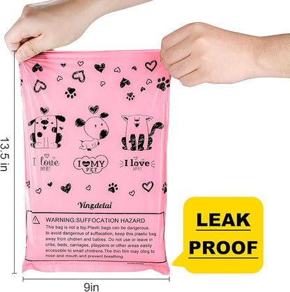 Dog Poop Bag Rolls Pink: 540 Count Dog Waste Bags with Dispenser, Extra Thick Strong Leak proof Poop Bags for Dogs Doggy | Unscented