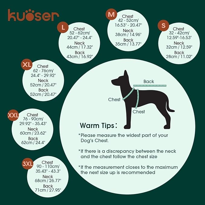 Kuoser Dog Jacket Warm Fleece Lined Dog Coats for Small Dogs, Waterproof Pet Coat Reflective Puppy Snowsuit with Harness Hole for Cold Weather Walking Hiking, Quilted Dogs Winter Vest, Red, S