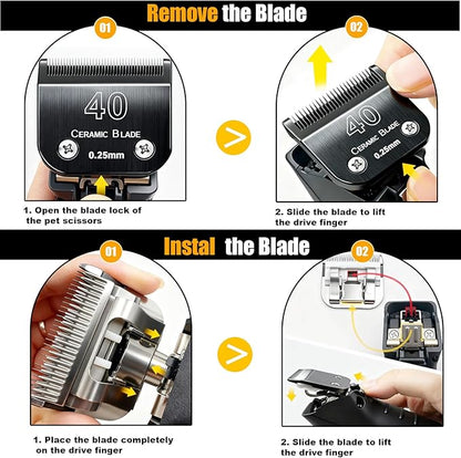 Dog Grooming Clipper Blades Replacement Compatible with Andis Dog Clippers,Most OsterA5, Wahl KM Series Pet Clippers (Black(40))