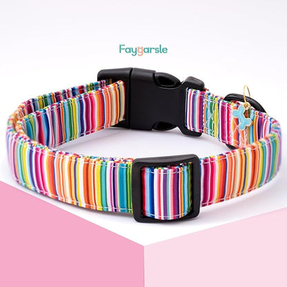 Faygarsle Dog Collar for Small Medium Large Dogs Cute Colorful Puppy Collars for Female Dogs Pinstripe Patterned Pet Collars for Summer Spring Wedding Puppy Girl Dog Collar XS