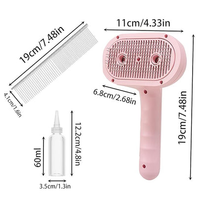 Cat Steam Brush for Shedding with Metal Comb,Deshedding Dog Brush for Long and Short Haired Dogs,Cat Hair Brush for Indoor Cats,Self Cleaning Double Hole Spray USB Rechargeable Grooming Supplies(Pink)