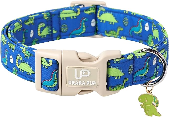 UP URARA PUP Summer Dog Collar-Dinosaur Dog Collars with Dino Eggs-Blue Summer Pet Dollar-Soft, Adjustable & Stylish for Small/Medium Dogs