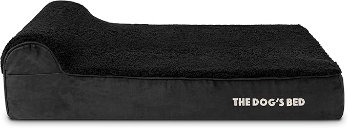 The Dog’s Bed Orthopedic Headrest Dog Bed Large Black Plush, Memory Foam, Pain Relief for Arthritis, Hip & Elbow Dysplasia, Post Surgery, Lameness, Waterproof Washable Cover, Veterinary Approved